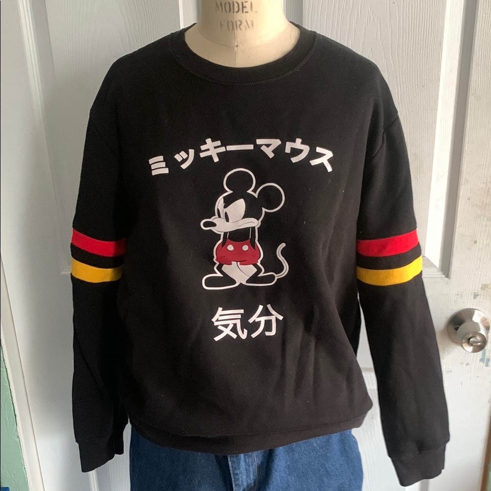 Disney Mickey Mouse Black and Red Crewneck Sweater